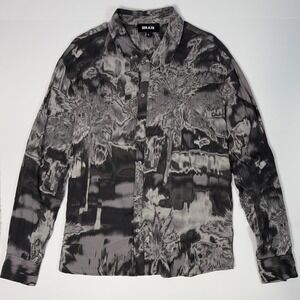 Designer SER.O.YA Marcus Denim Shirt Mens Size L Long Sleeve Button Up Black